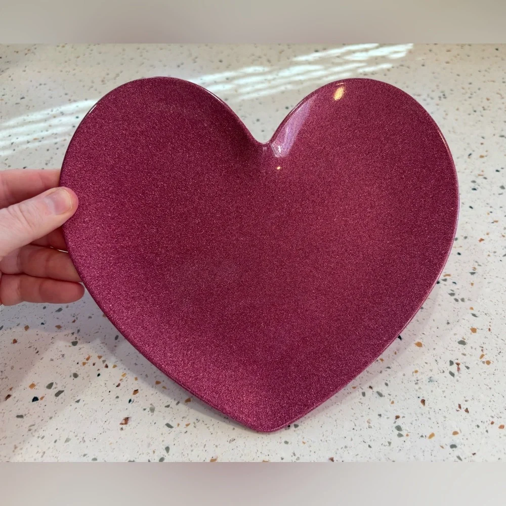 Vintage 2010 Target Pink‎ Glitter Heart-Shaped Melamine Plate
